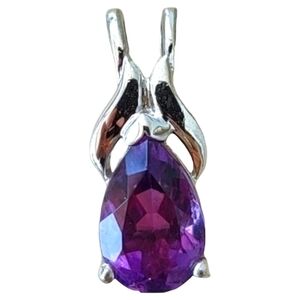 Amethyst Silver Teardrop Pendant
